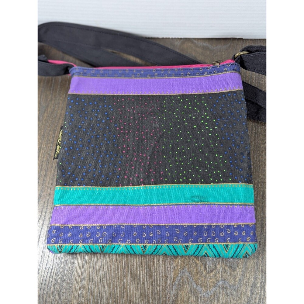 Laurel Burch Artistic Totes Crossbody Messenger Purse Bag Canvas Dogs Art Hobo - Picture 6 of 14